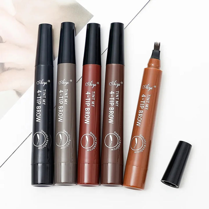 4 Point Eyebrow Pencil Waterproof Liquid Eyebrow Pen Makeup Long Lasting 4 Fork Tip Brow Pen Cosmetic Microblade Brow Pencil