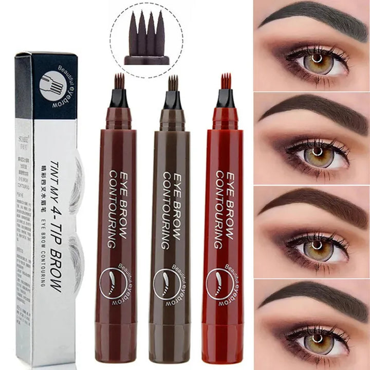 4 Point Eyebrow Pencil Waterproof Liquid Eyebrow Pen Makeup Long Lasting 4 Fork Tip Brow Pen Cosmetic Microblade Brow Pencil