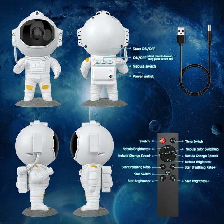 Astronaut Galaxy Sky Projector Night Light Remote Control Nebula Projection Light Bedroom Desktop Decoration Light Home Children