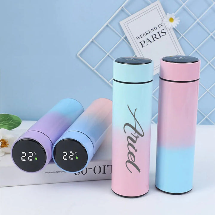 Custom Name 500ML Smart Insulation Cup Mini Thermos Cup Water Bottle Led Digital Temperature Display Stainless Steel Thermos Cup